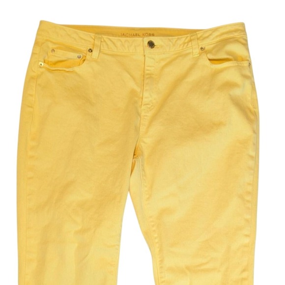 MICHAEL KORS Stretch Slim Taper Fit Sunshine Yellow Jeans Regular FiSize 14 - Picture 1 of 5